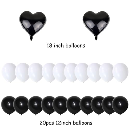 Gothic Bachelorette Party Decorations Set - Black Glitter Banner & Balloons