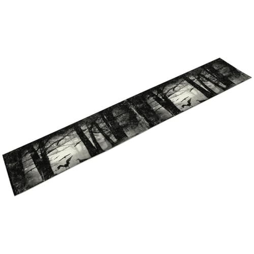 Gothic Forest Crow Table Runner 13x36 Inch - Mysterious Black Birds Decor
