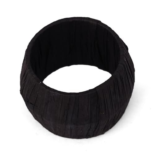 Handmade Raffia Napkin Rings Set of 6 Black - Rustic Table Decor, Gift