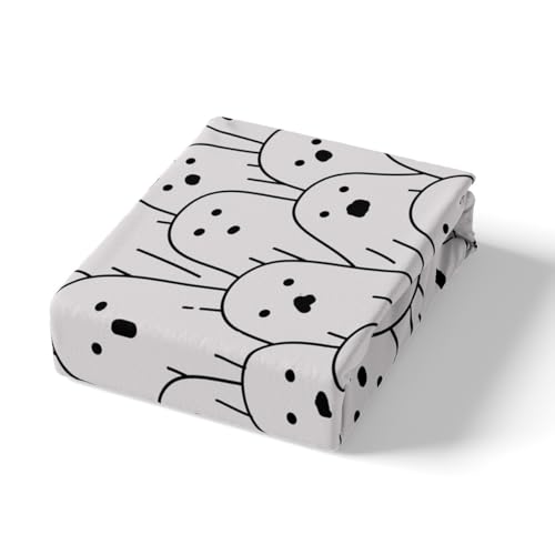 Ghost Bedding Set Full Size - Gray Ghost Comforter Cover with Pillowcases, Halloween Theme, Breathable Microfiber