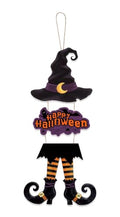 Halloween Door Sign Wreath Decorations - Witch Legs & Happy Greetings Set