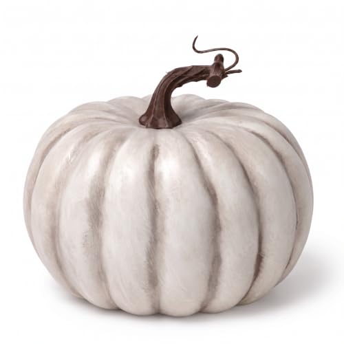 White 6.5 Inch Artificial Foam Pumpkin for Fall & Halloween Home Decor - Variation: White