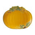 Pumpkin Serving Platter - 12 Inch Fall Pumpkin Shape with Acorn & Leaf Accents