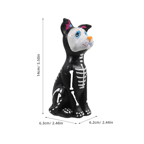Day of The Dead Dog Figurine Set - Hand-Painted Sugar Skull Skeleton Resin Statues