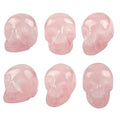 Pink Rose Quartz Crystal Skull Mini Figurines Set of 6 for Healing & Decor
