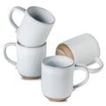 White Ceramic Coffee Mug Set of 4 - 14oz Large Handle Stoneware Tea Cups for Latte & Cappuccino