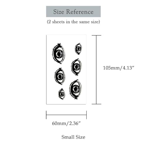 Oottati Small Cute Temporary Tattoo Horror Halloween Eye X-166 - 2 Sheets