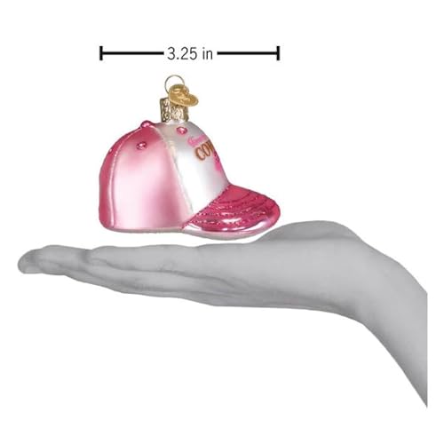 Glass Cowgirl Trucker Cap Ornament for Christmas Tree - Western Holiday Decoration