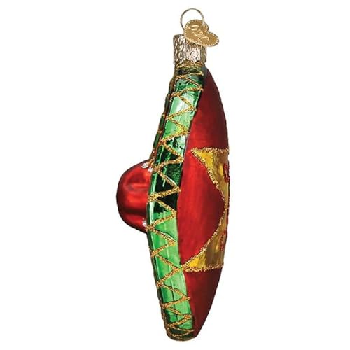Christmas Glass Ornament - Hand-Painted Sombrero Holiday Decoration