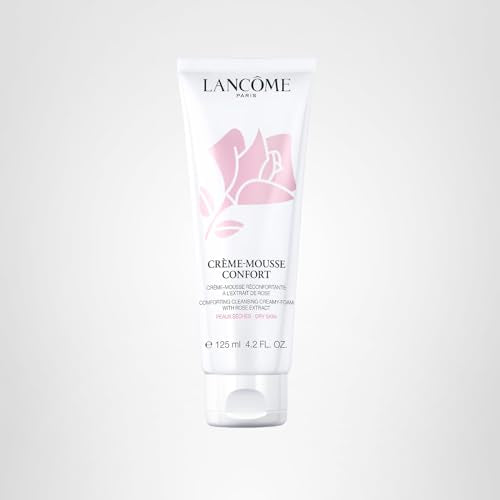 Lancôme Créme Mousse Confort Foaming Facial Cleanser | Comforting Cream Cleanser & Makeup Remover with Rosehip Oil | Gentle Hydrating Face Wash for Soft, Radiant Skin | 4.2 Fl Oz