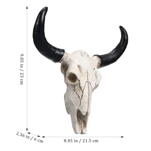 Cow Skull Wall Decor - Small Resin Animal Head Sculpture for Home & Halloween