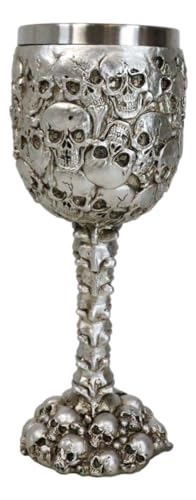 Silver Ossuary Skull Goblet - 8oz Graveyard of Lost Souls Wine Chalice