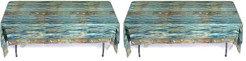 Water-Themed Plastic Table Cover for Lake Party Decorations, 54x108 Inches, Pack of 2