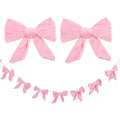 Pink Velvet Bow Garland 8.2FT Wall & Window Decoration for Party & Holidays