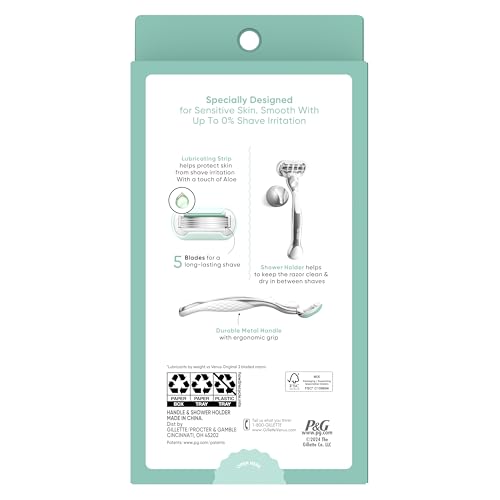 Gillette Venus Extra Smooth Sensitive Razor for Women, Includes 1 Reusable Razor Handle + 2 Refills, for Sensitive Skin with Metal Handle and Shower Holder