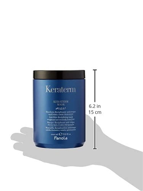 Fanola Keraterm Deep Conditioning Hair Mask - Keratin Hair Treatment for Frizz Control - Detangling & Hydrating - Ideal for Straightened & Chemically Treated Strands - Lightweight Formula (1000 ml)