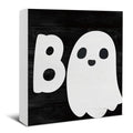 Halloween Ghost Wooden Sign Decor - Spooky Holiday Wall or Table Sign