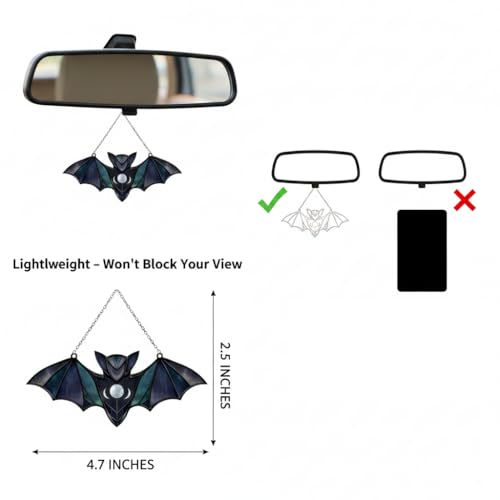 Bat Car Charm Suncatcher - Gothic Bat Rearview Mirror Ornament, Halloween Gift - Bat 9