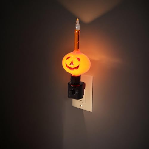 Halloween Pumpkin Bubble Night Light - 2 Pack, Spooky Decor with Glitter & Bubbles