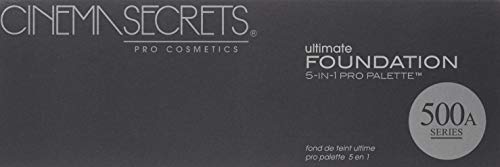 Cinema Secrets Ultimate Foundation 5-in1 Palette - Light-Med Pink-Beige Undertones, 500A series, Buildable Coverage, Long-Wear Matte Finish, Paraben-Free, Color Correct, Contour & Highlight