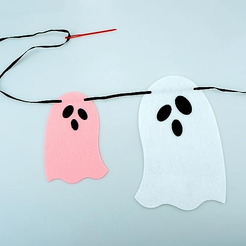 Halloween Ghost Garland Set - Felt Ghost Banner for Haunted House Decorations, Indoor & Outdoor