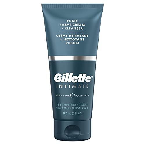 Gillette Intimate 2-in-1 Pubic Shave Cream & Cleanser - 6 Oz, Gentle & Paraben-Free