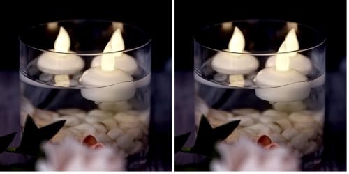 Floating Waterproof Flameless Candles - White LED Tea Lights, Pack of 12 Bougies