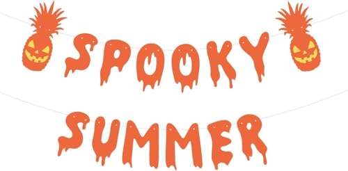 Summerween Party Banner - Pink Spooky Halloween Decorations for Pool and Beach Parties