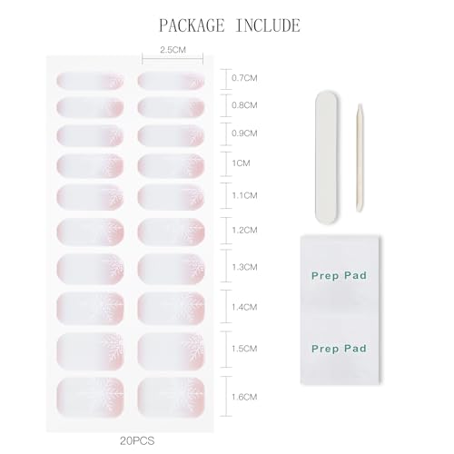 Semi Cured Gel Nail Art Stickers - Christmas Gradient Nail Wraps, 20 Strips