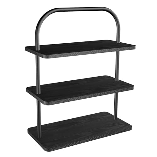 Black 3-Tier Halloween Cupcake Stand for 50 Cupcakes Wooden Dessert Display