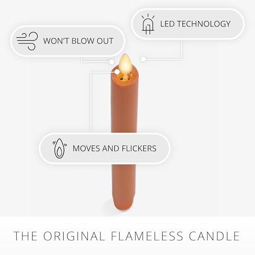 Flameless Taper Candle with Flickering LED, Timer & Remote - Marmalade 1"x9.5"