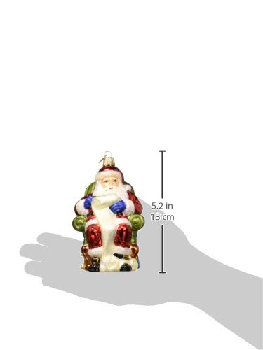 Santa Checking His List Glass Blown Ornament - Handcrafted Christmas Decoration - Santa Collection