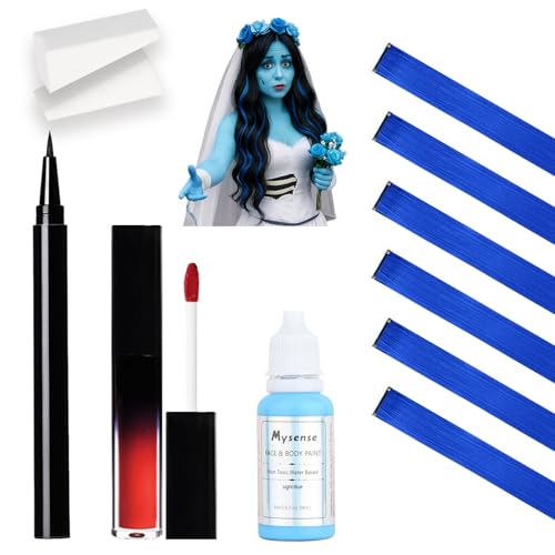 Halloween Makeup Kit for Corpse Bride Costume Women Girls - Light Blue & Accessories - Variation C