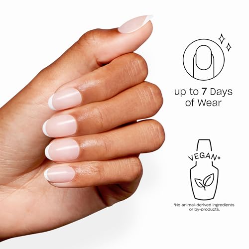Short Round French Tip Press-On Nails - Merci on Me, 30 Count with Sticky Tabs
