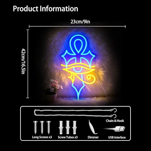 Cross Evil Eye Neon Sign LED Wall Decor Lights - Wall Art & Party Lighting - Variation: Cross Eye