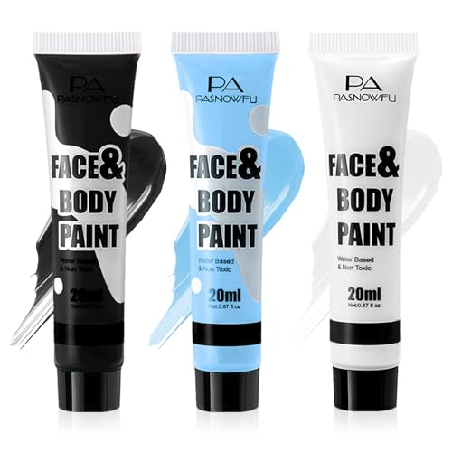 Black White Light Blue Water-Based Face Paint for Halloween & SFX - PASNOWFU