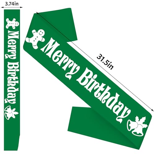 Holiday Birthday Sash - Sage Green & White Party Accessory for Celebrations