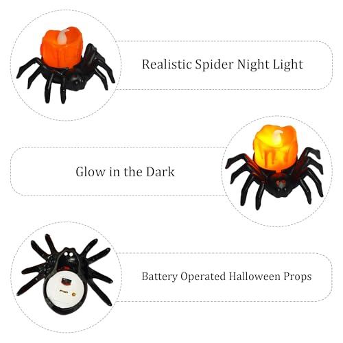 Halloween Spider Tea Lights Set - Flameless LED Candles for Party Decor