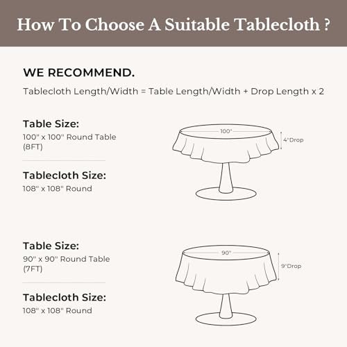 Romanstile Yellow Round Tablecloth 108 Inch for 60-96 Inch Tables