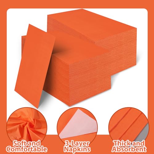 Disposable Orange Paper Napkins 100 Pcs for Parties & Events - Joy Akkess