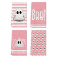 Pink Ghost Halloween Kitchen Towels Set of 4 - 18x26 Inch, Soft & Absorbent
