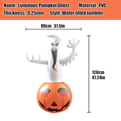 Halloween Inflatable Ghost Pumpkin with LED Lights & Eyeballs - Outdoor Decoration
