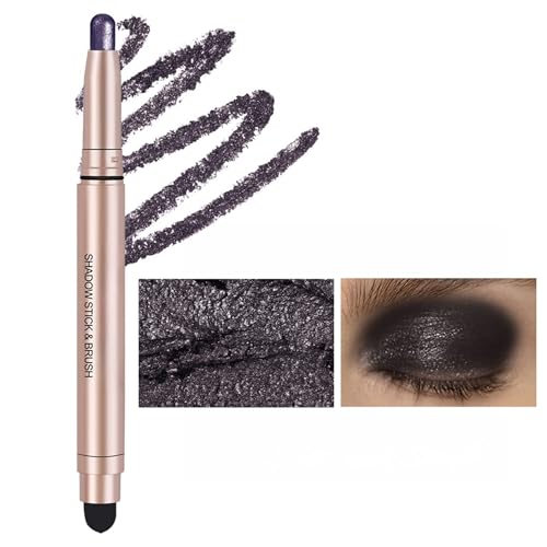 A10 Black Long-Lasting Cream Eyeshadow Stick with Shimmer & Built-in Smudger - Easy Application