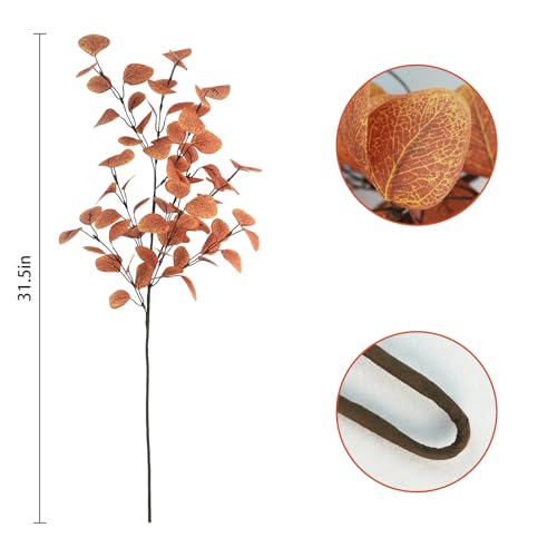 Fall Artificial Eucalyptus Leaves Stems - 16 Pack, 33.8 Inches, Faux Autumn Plants for Home & Wedding Decor