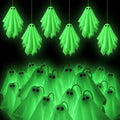 Halloween Hanging Ghost Decorations Set - Glows in the Dark, 24 Pieces