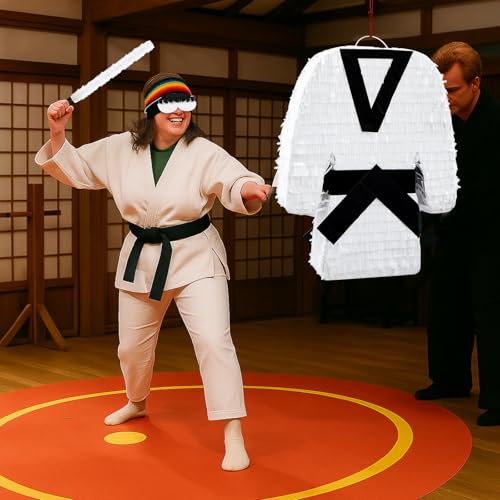 Martial Arts Piñata with Rod and Blindfold - Kids Party Toy