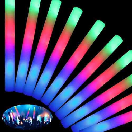 46 Pcs Foam Glow Sticks with 3 Modes - Colorful Flashing LED Party Pack