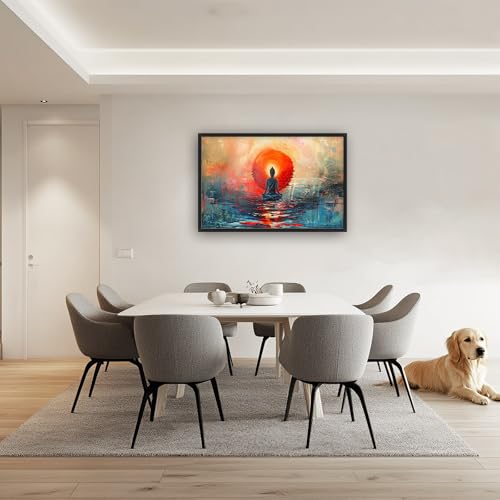 Buddha Wall Art Canvas Print - Large Abstract Zen Meditation Artwork for Living Room & Bedroom - 36 x 24 Inches - Variation of Buddha / 36"L x 24"W