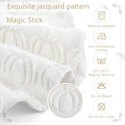 48 Inch Fall Tree Skirt Cream White Plush with 3D Pumpkins - Seasonal Decor