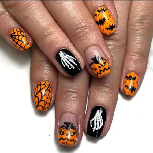 Halloween Skeleton Nail Stickers - 6 Sheets 5D Embossed Skull Decals for Manicure